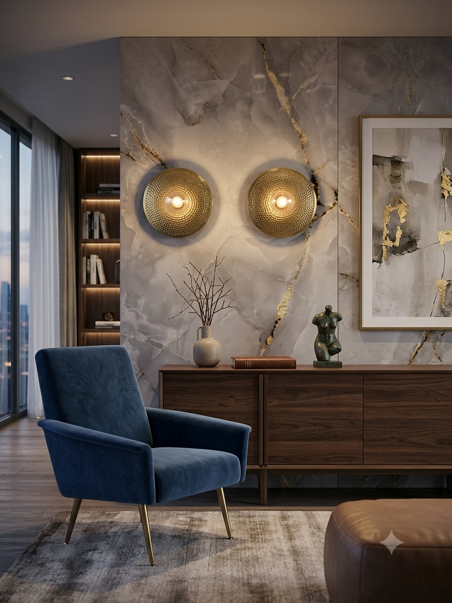Modern Hammered Brass Circular