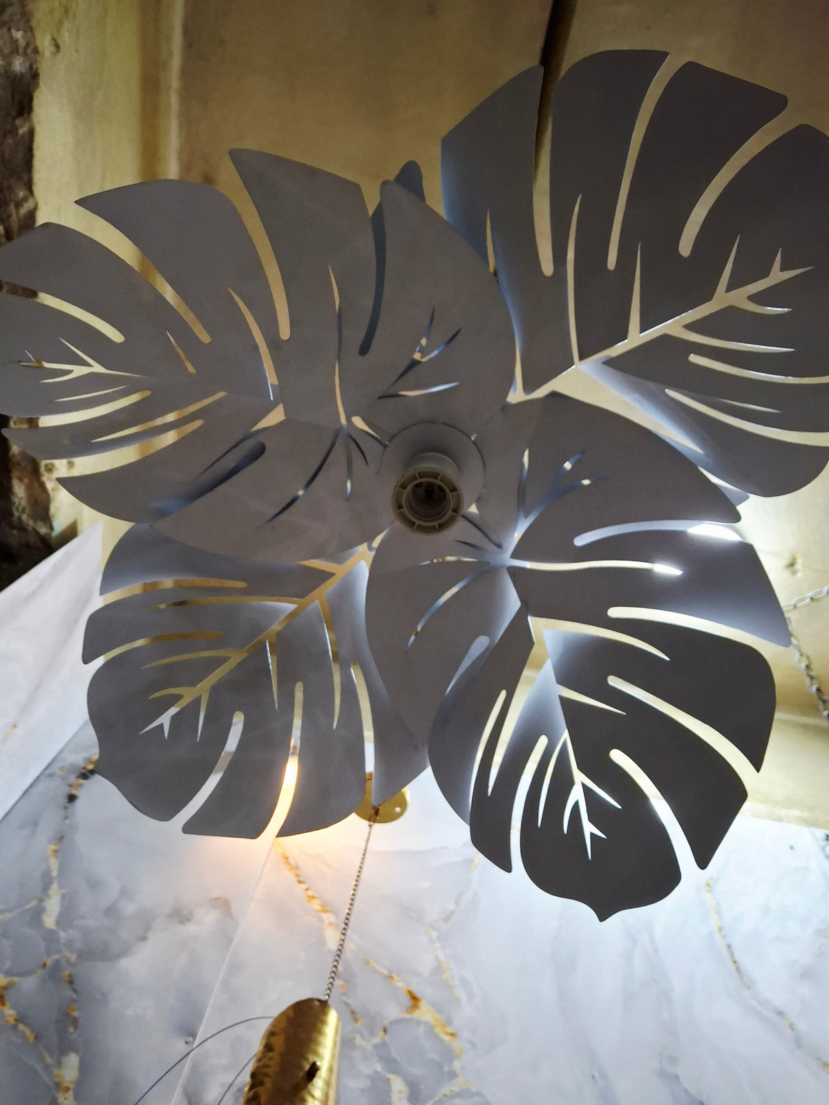 The Safari Monstera Matte White Leaf Chandelier