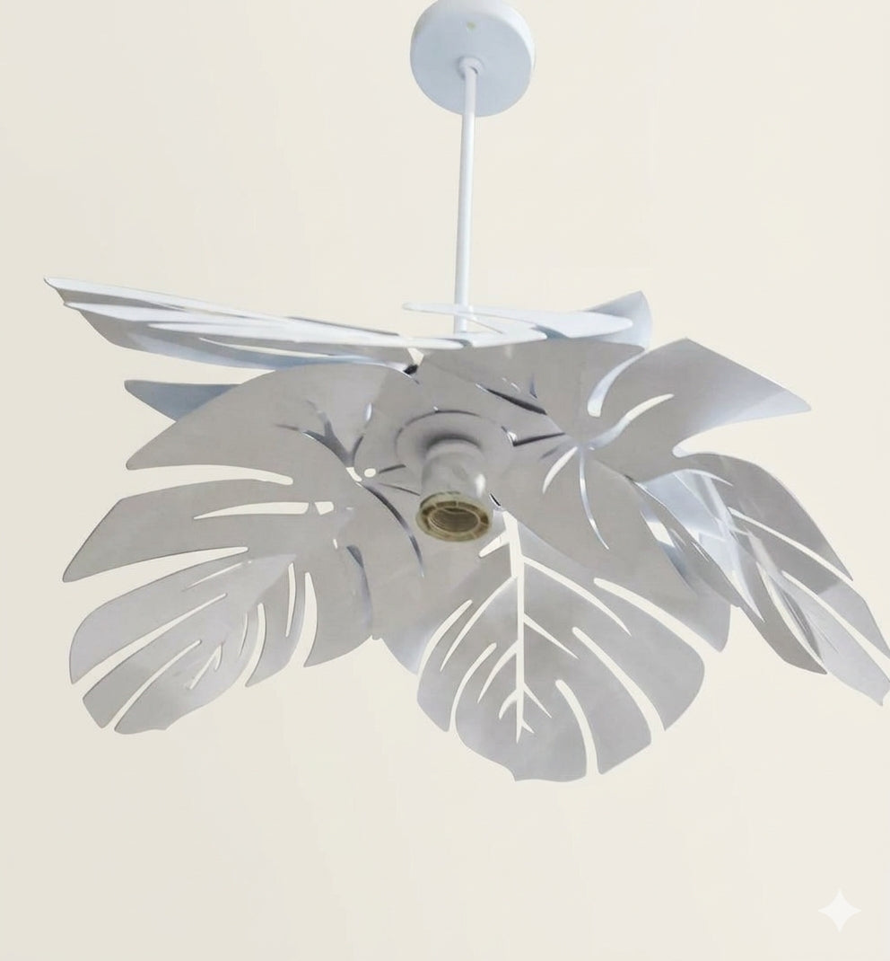 The Safari Monstera Matte White Leaf Chandelier