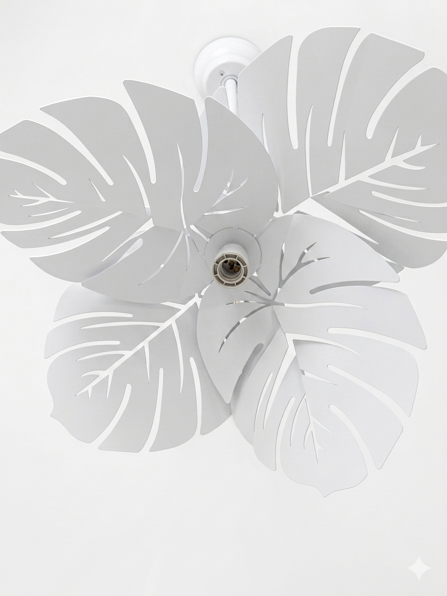 The Safari Monstera Matte White Leaf Chandelier