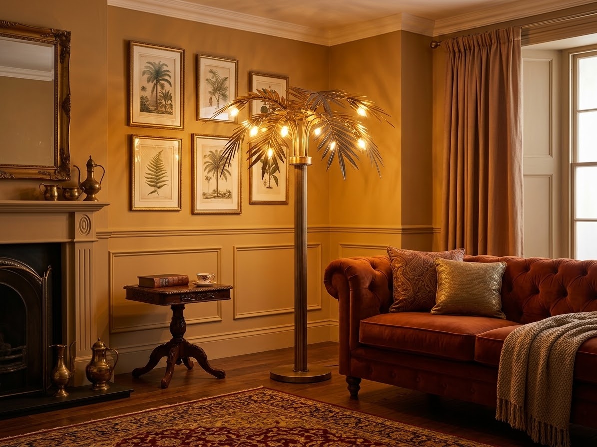 Oasis palm tree floor lamp