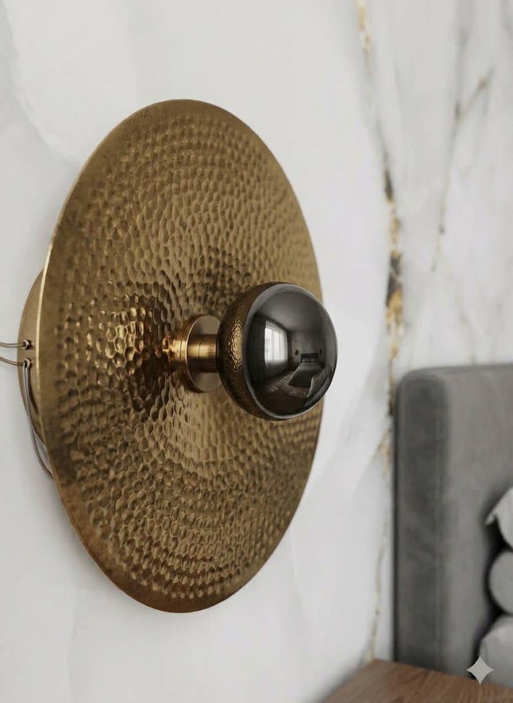 Modern Hammered Brass Circular
