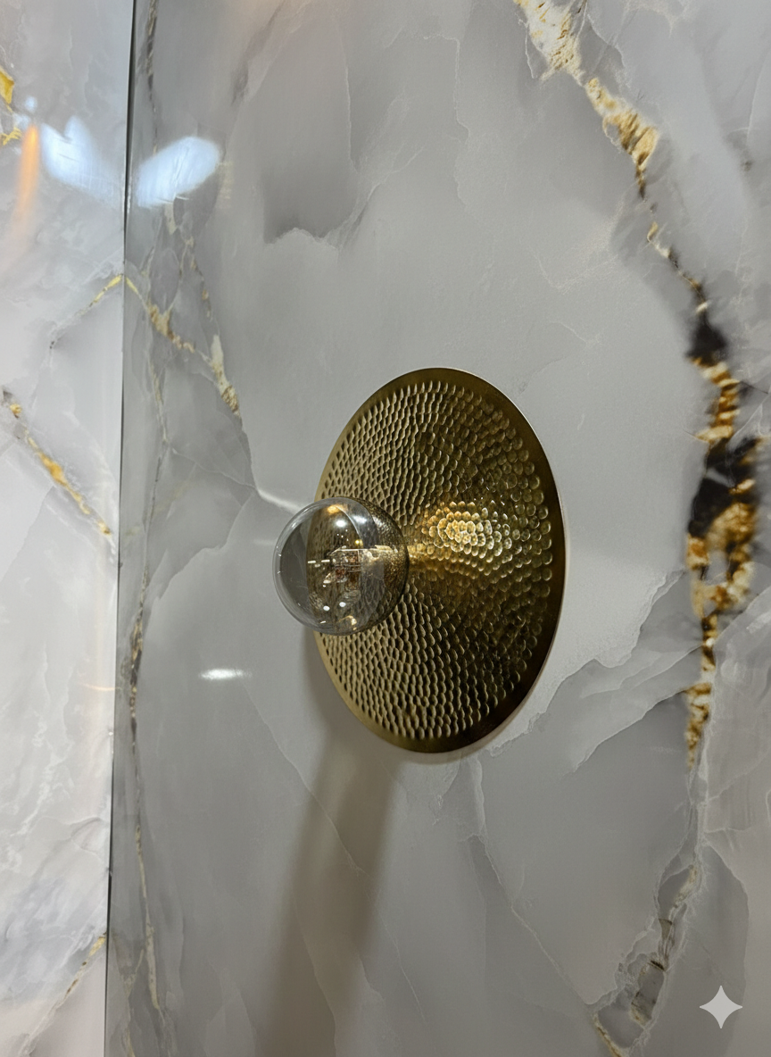 Modern Hammered Brass Circular