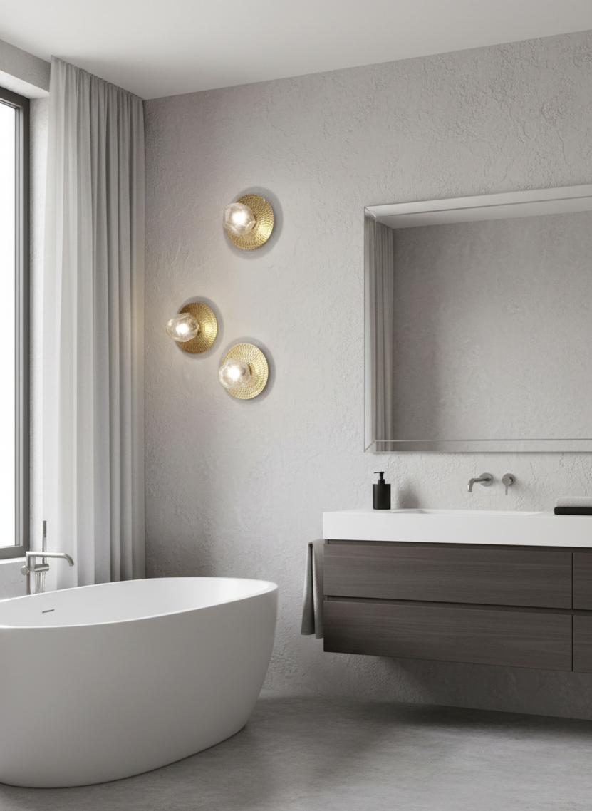 Modern Hammered Brass Circular