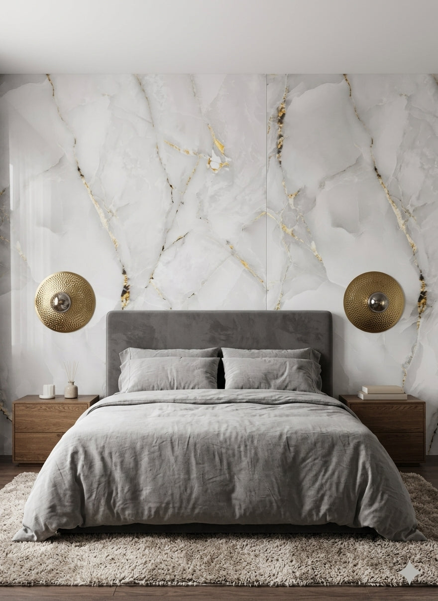 Modern Hammered Brass Circular